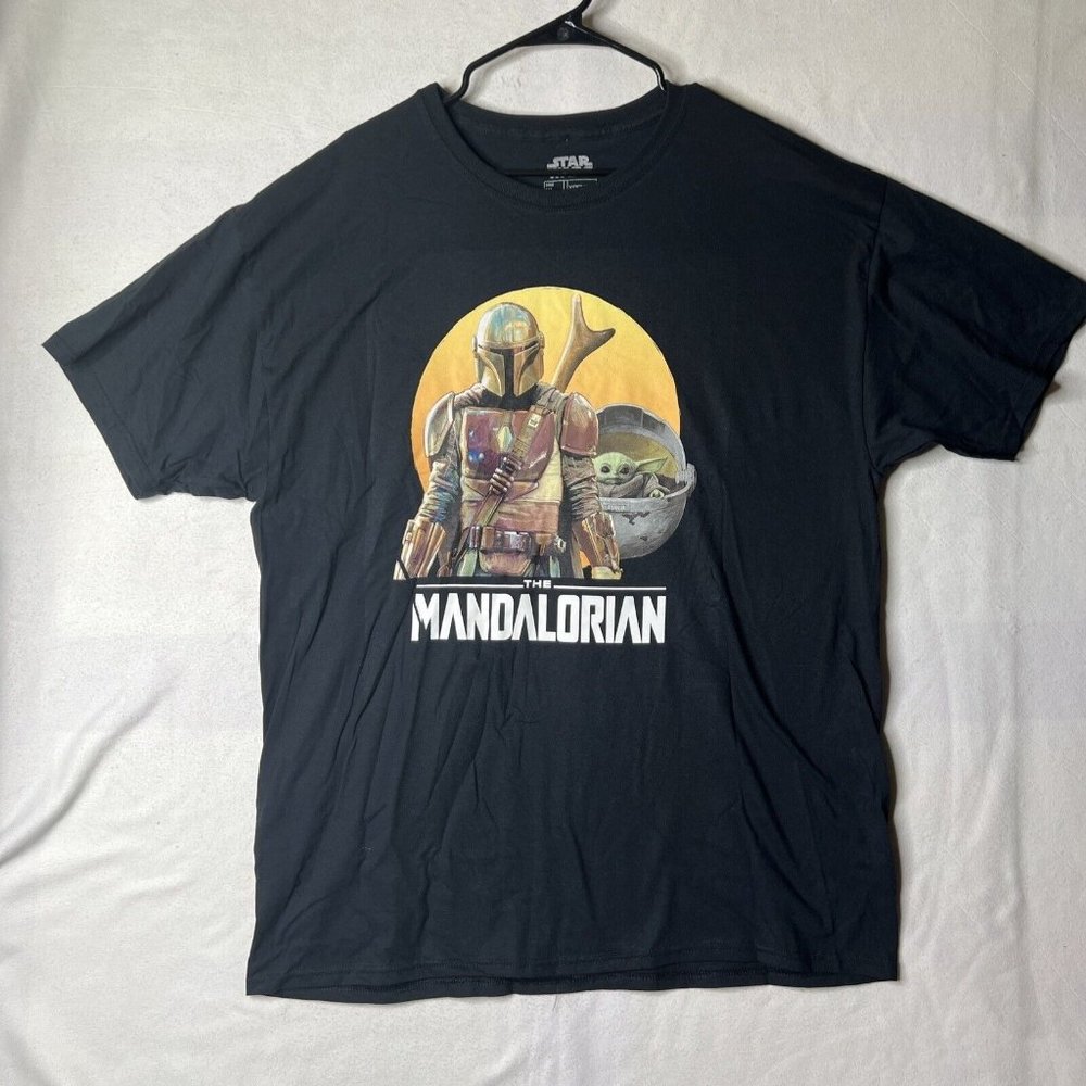 Star Wars Mandalorian Tee Shirt Mens Size XL Short Sleeve Black Pullover Top